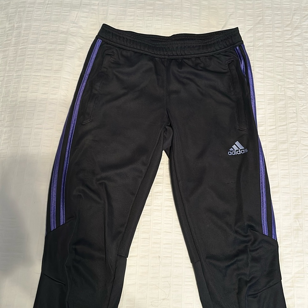 Adidas Aeroready Sereno Slim Tapered-Cut 3-Stripes Pants - Gray/Purple - XS